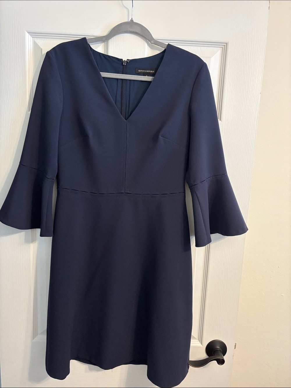 Banana Republic Navy V-Neck Bell Sleeve Shift Dress
